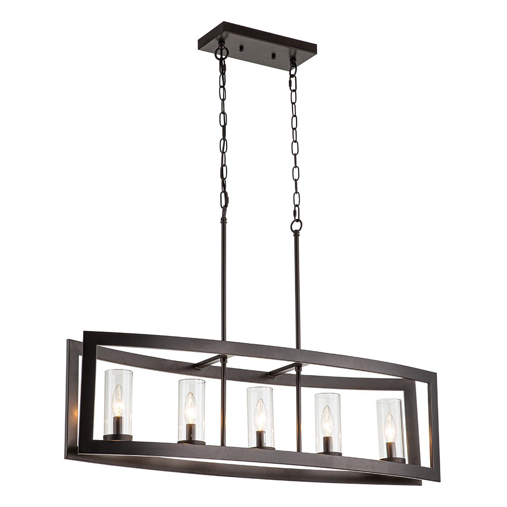 5-Light Curved Rectangle Frame Island Chandelier