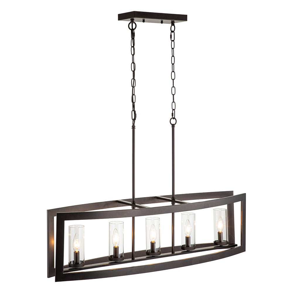5-Light Curved Rectangle Frame Island Chandelier