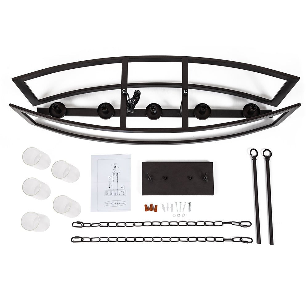 5-Light Curved Rectangle Frame Island Chandelier
