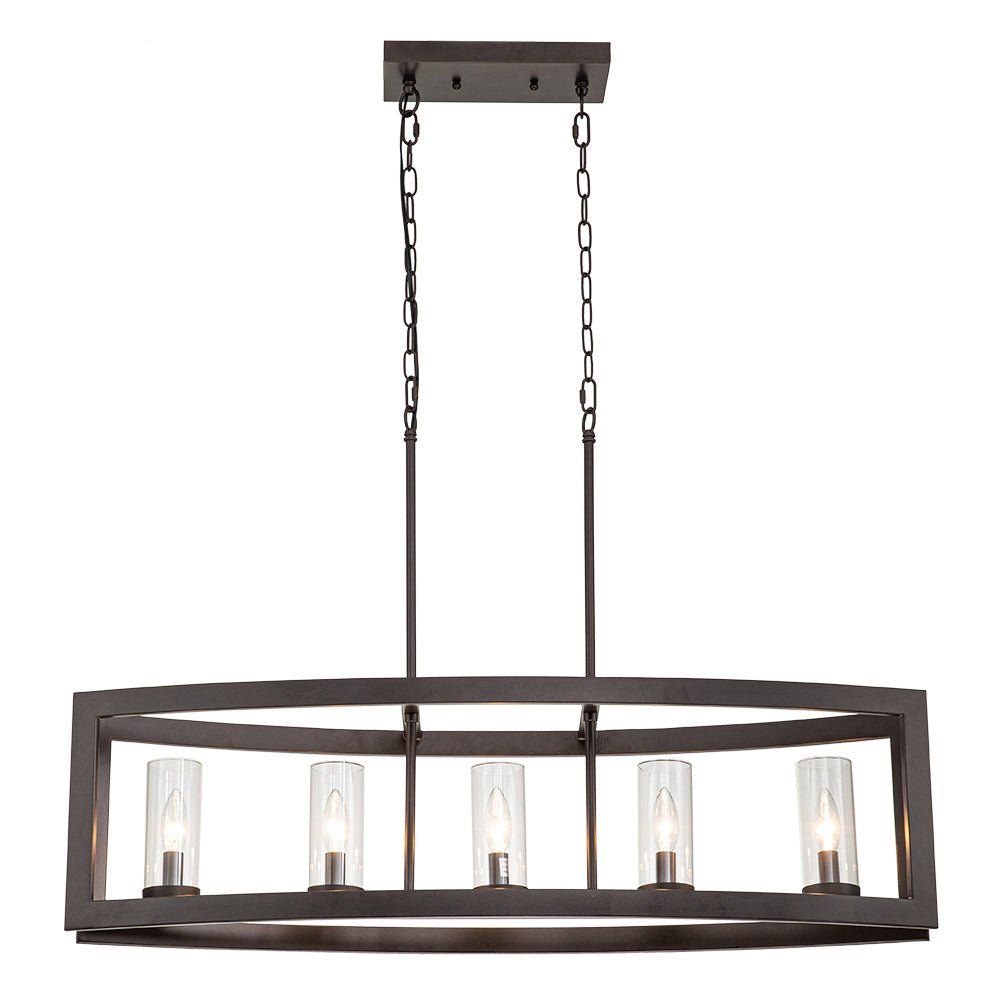 5-Light Curved Rectangle Frame Island Chandelier