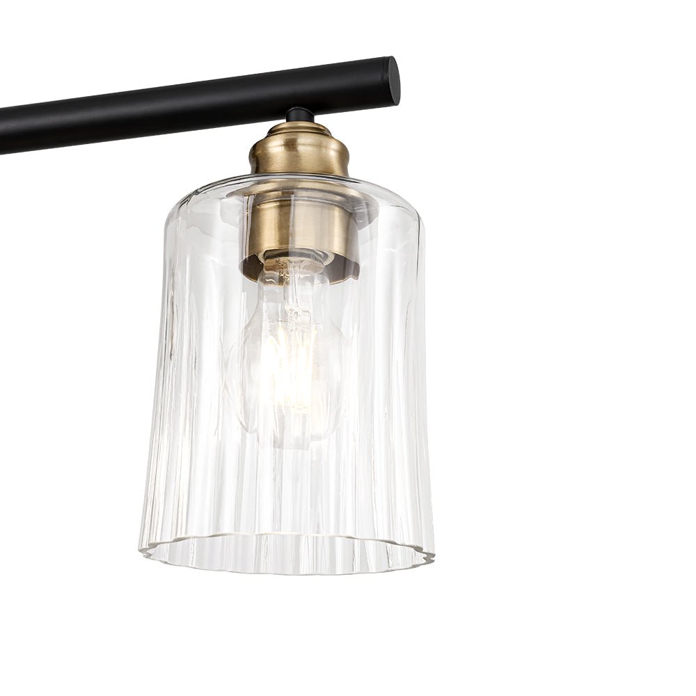 5-Light Reeded Glass Shade Linear Island Pendant