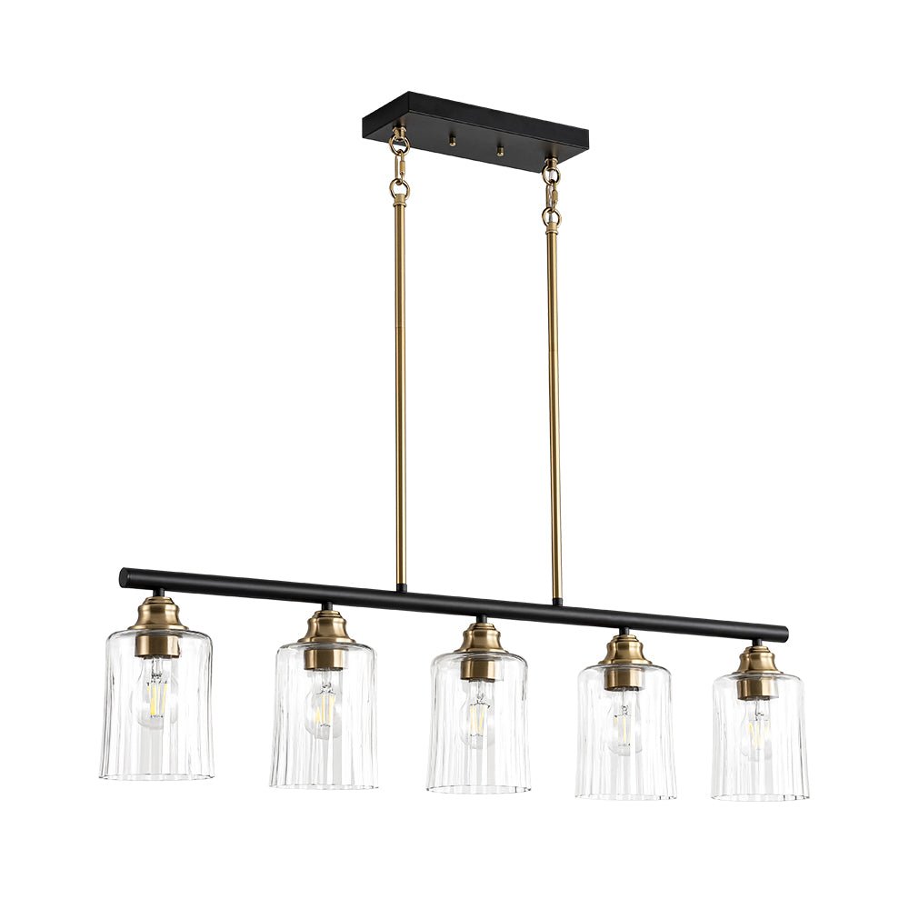 5-Light Reeded Glass Shade Linear Island Pendant