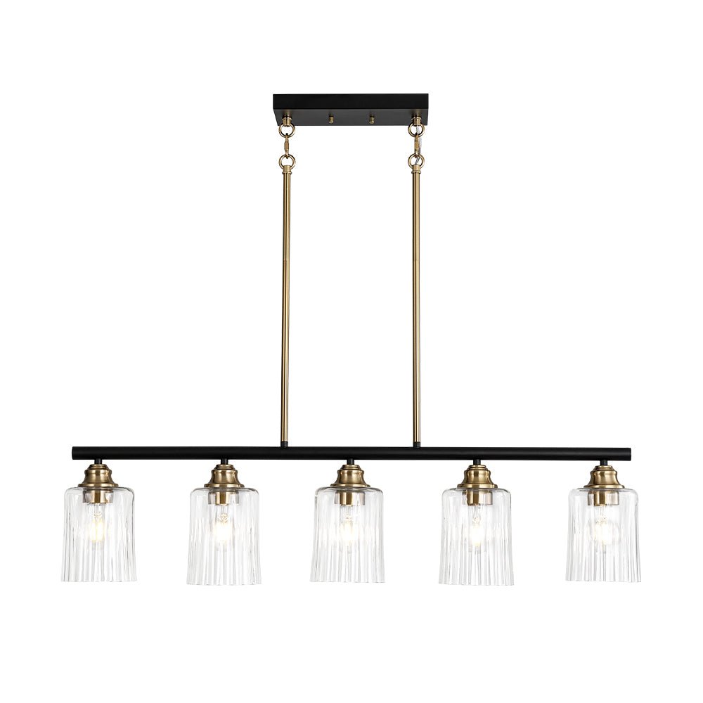 5-Light Reeded Glass Shade Linear Island Pendant