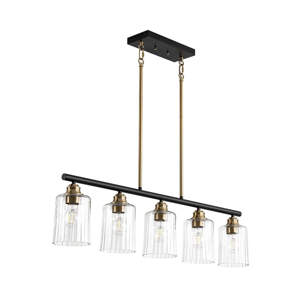 5-Light Reeded Glass Shade Linear Island Pendant