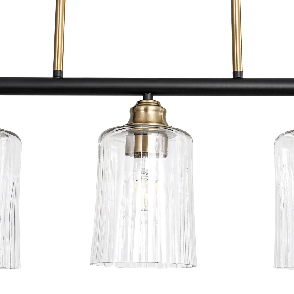 5-Light Reeded Glass Shade Linear Island Pendant