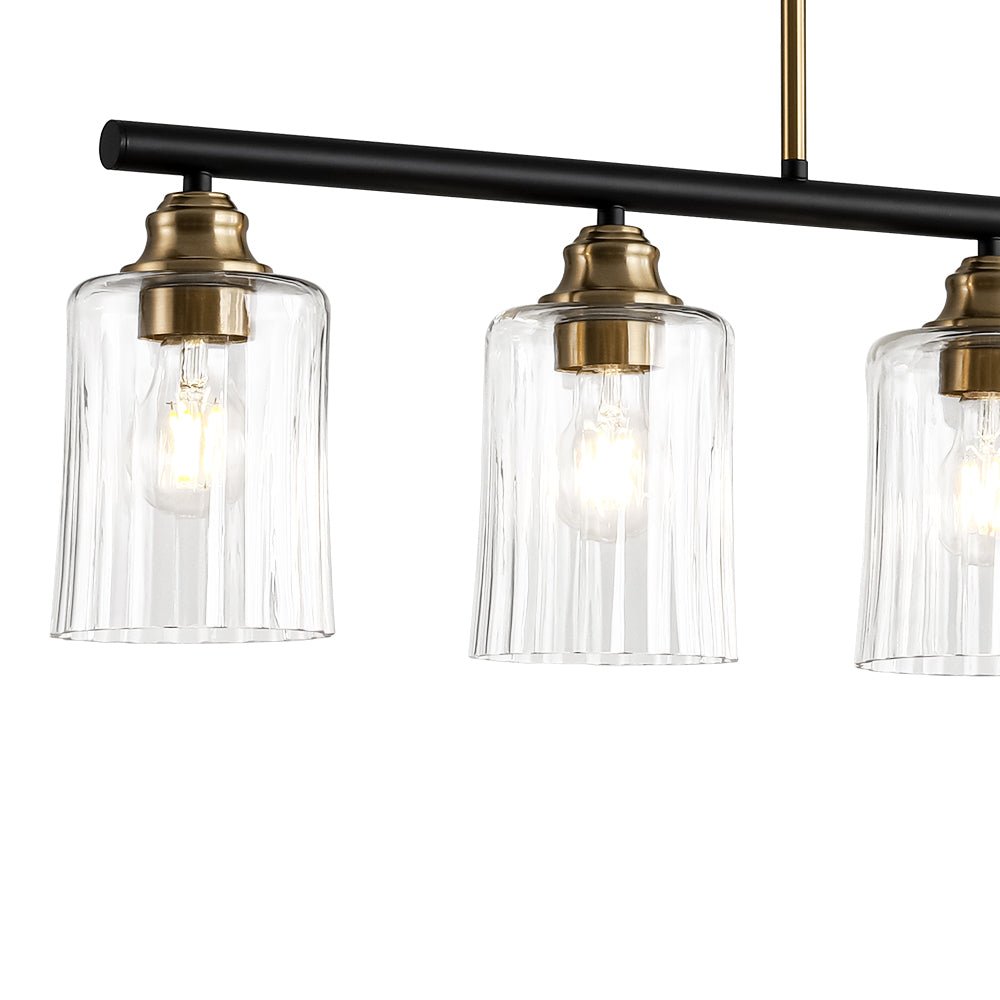 5-Light Reeded Glass Shade Linear Island Pendant