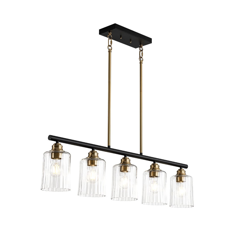 5-Light Reeded Glass Shade Linear Island Pendant