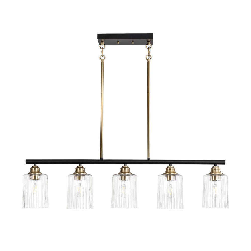 5-Light Reeded Glass Shade Linear Island Pendant