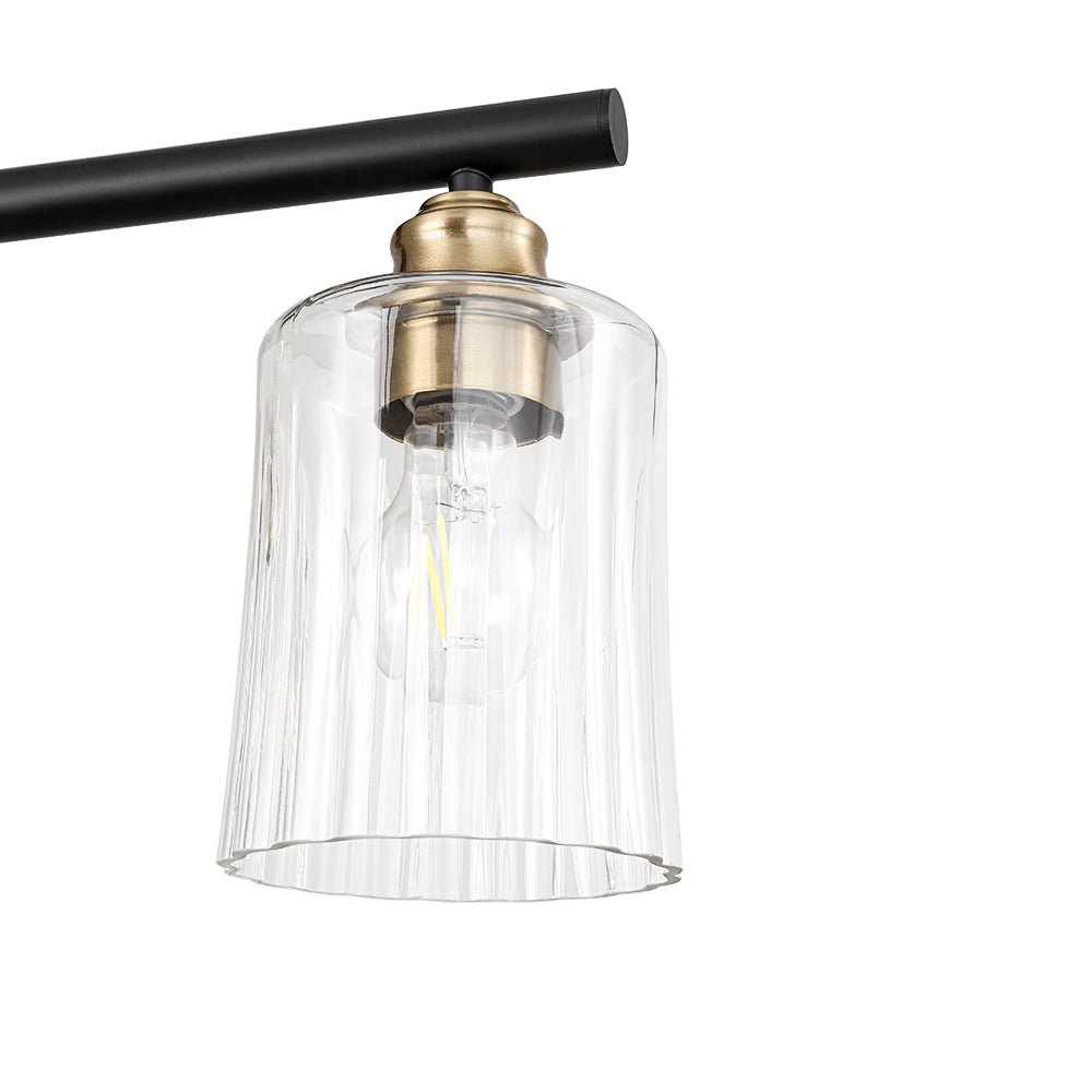 5-Light Reeded Glass Shade Linear Island Pendant