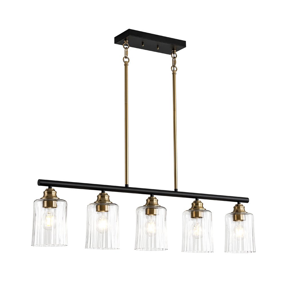 5-Light Reeded Glass Shade Linear Island Pendant