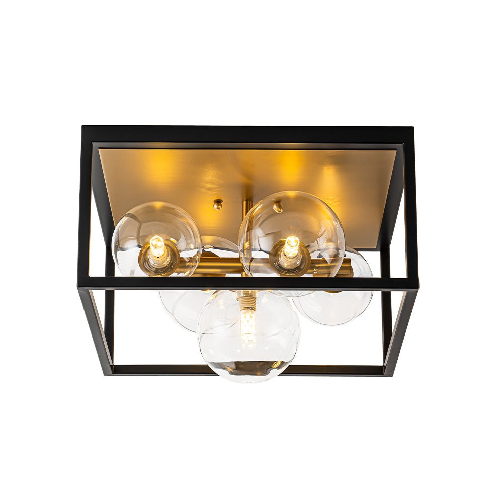 5-Light Square Box Glass Globe Flush Mount Light