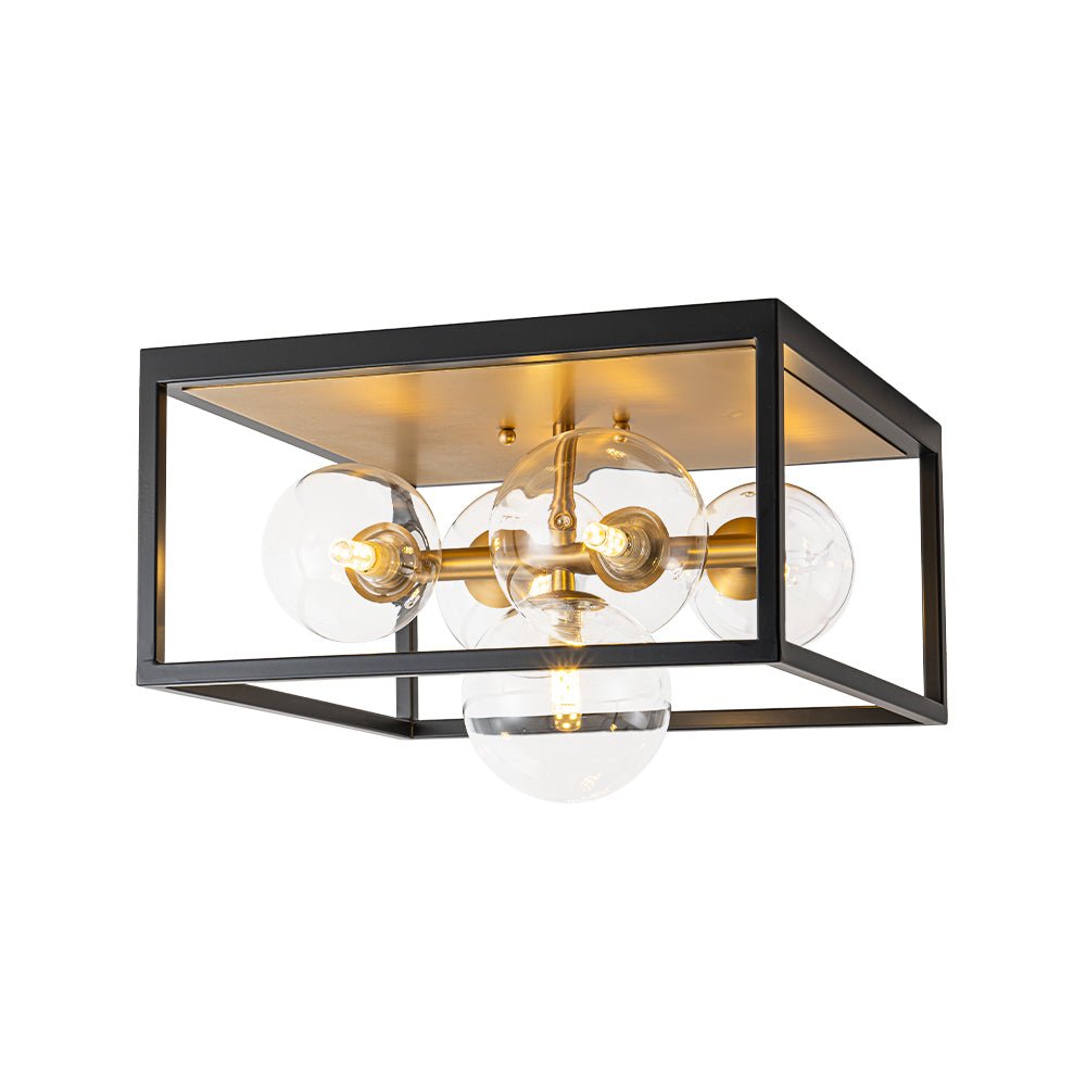 5-Light Square Box Glass Globe Flush Mount Light