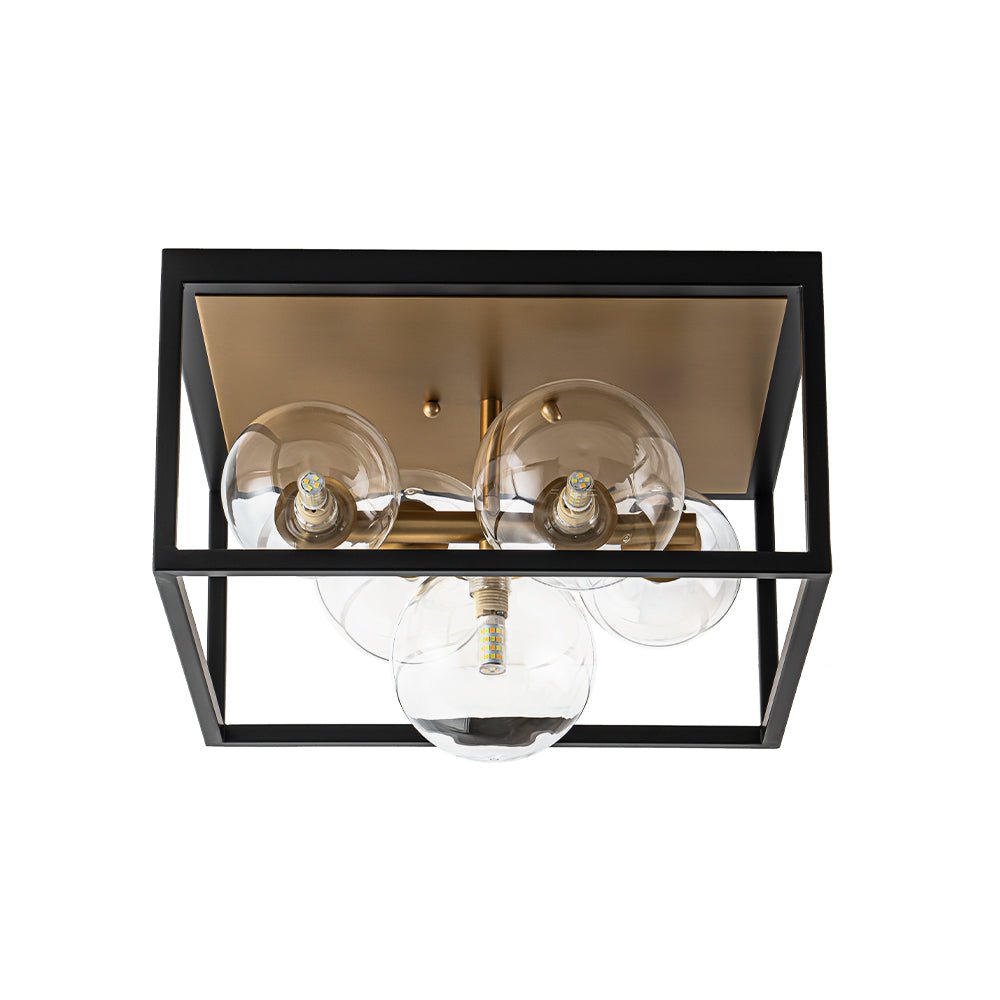 5-Light Square Box Glass Globe Flush Mount Light