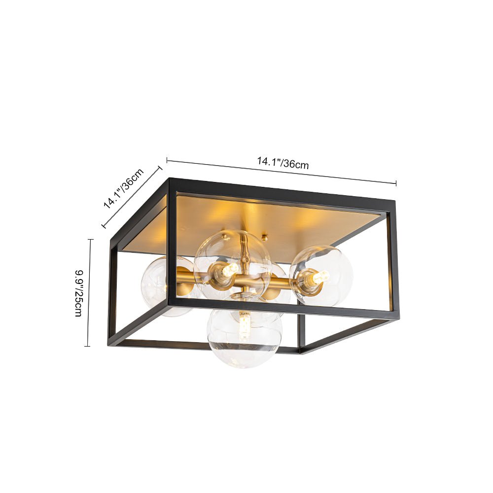 5-Light Square Box Glass Globe Flush Mount Light