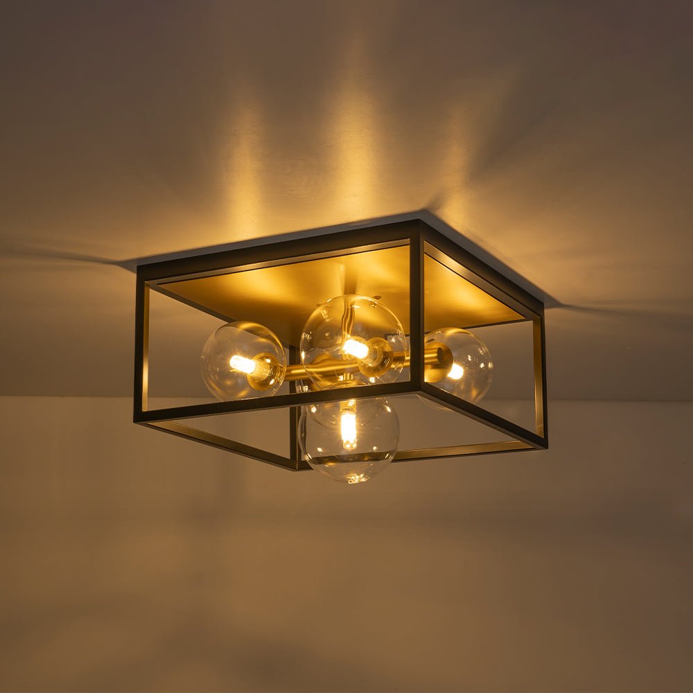5-Light Square Box Glass Globe Flush Mount Light