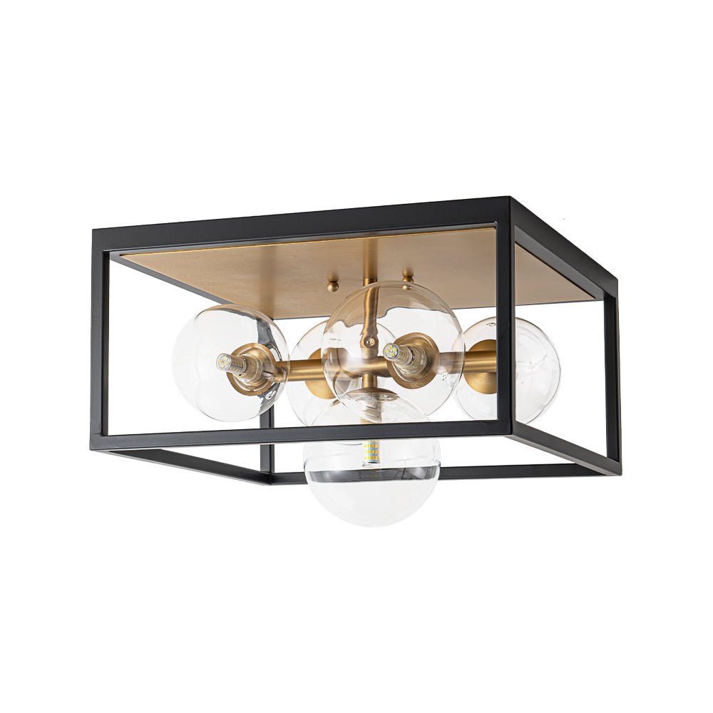 5-Light Square Box Glass Globe Flush Mount Light