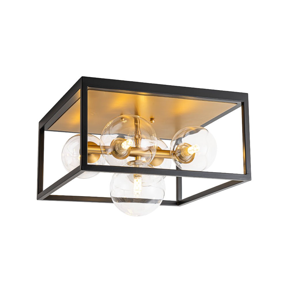 5-Light Square Box Glass Globe Flush Mount Light