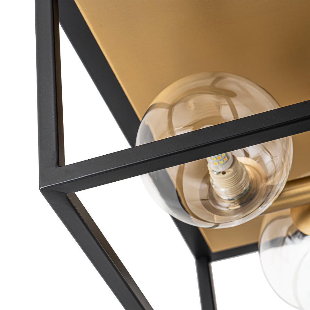 5-Light Square Box Glass Globe Flush Mount Light