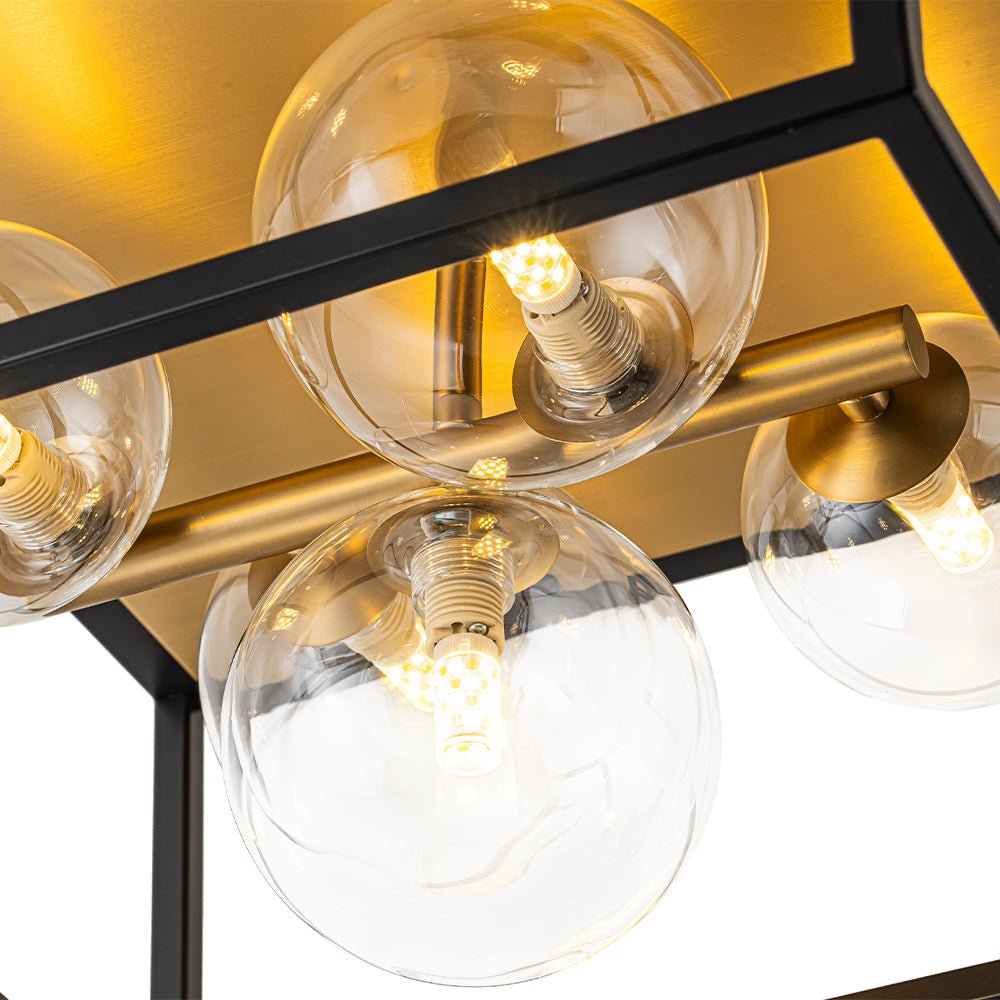5-Light Square Box Glass Globe Flush Mount Light