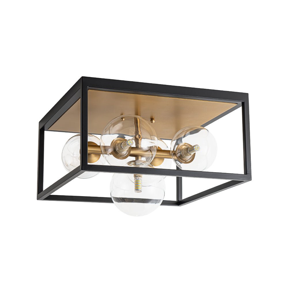 5-Light Square Box Glass Globe Flush Mount Light