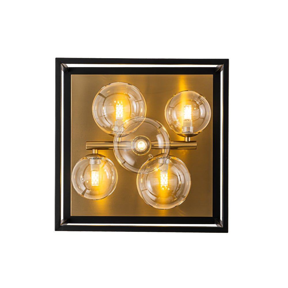 5-Light Square Box Glass Globe Flush Mount Light