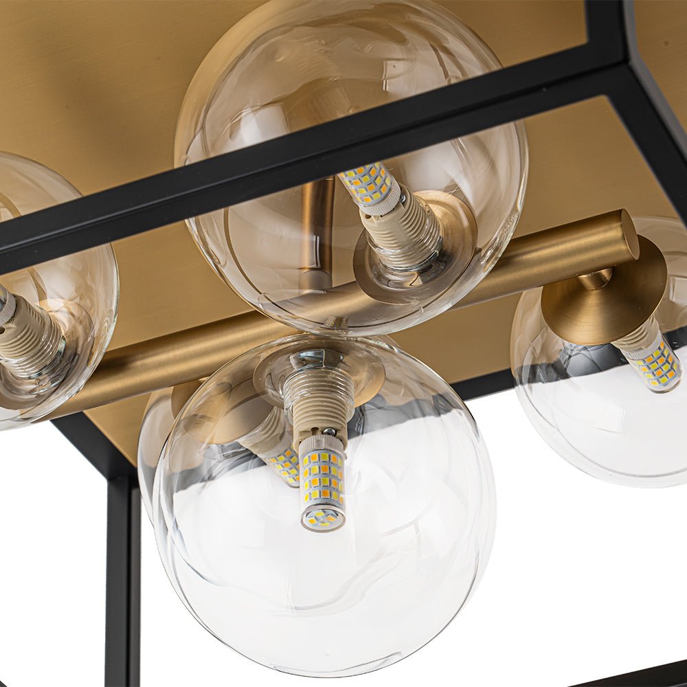 5-Light Square Box Glass Globe Flush Mount Light