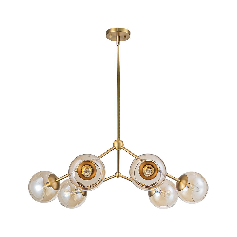 6-Light Amber Glass Globe Branch Sputnik Chandelier