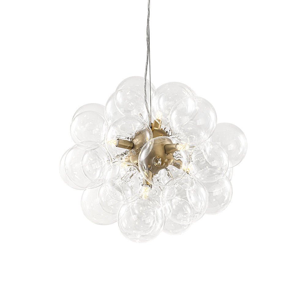 6-Light Dimmable Brass Cluster Clear Glass Bubble Sphere Chandelier