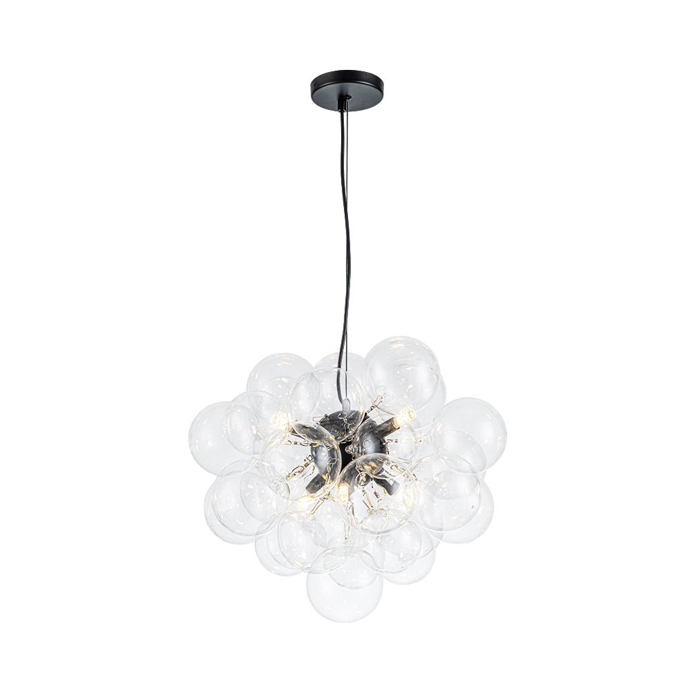 6-Light Dimmable Brass Cluster Clear Glass Bubble Sphere Chandelier