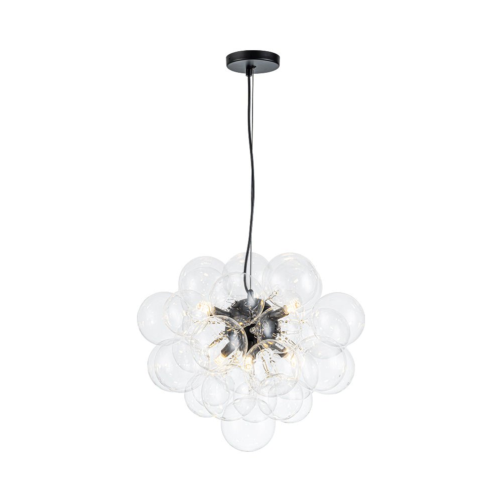 6-Light Dimmable Brass Cluster Clear Glass Bubble Sphere Chandelier