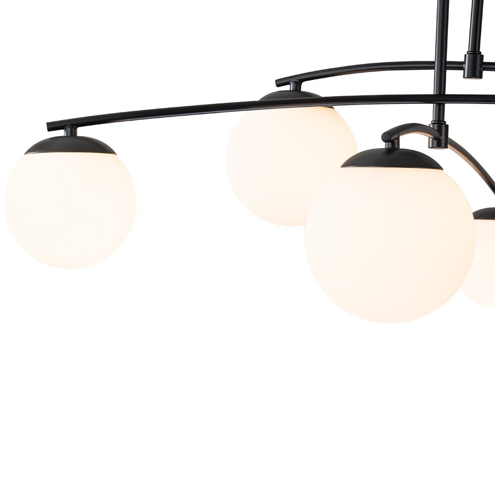 6-Light Milky Glass Globe Linear Sputnik Ceiling Light