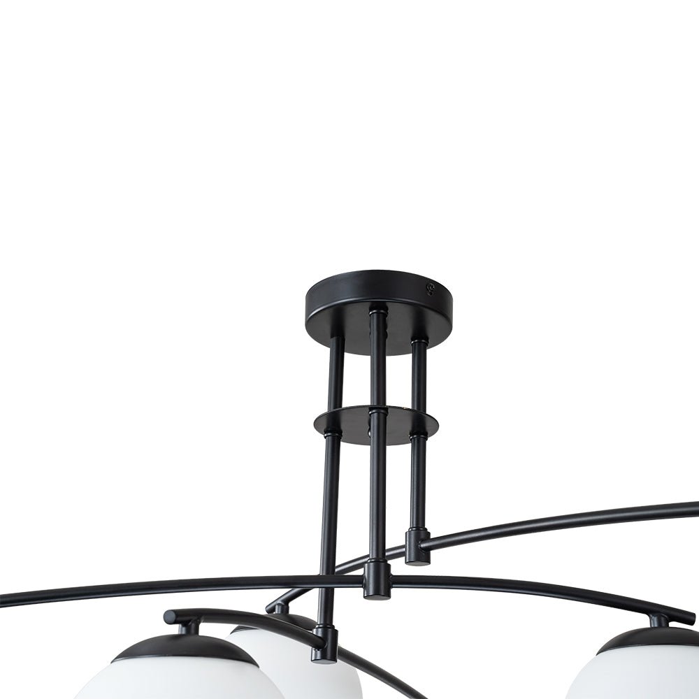 6-Light Milky Glass Globe Linear Sputnik Ceiling Light