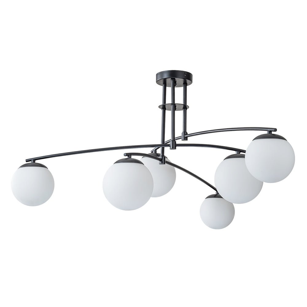 6-Light Milky Glass Globe Linear Sputnik Ceiling Light