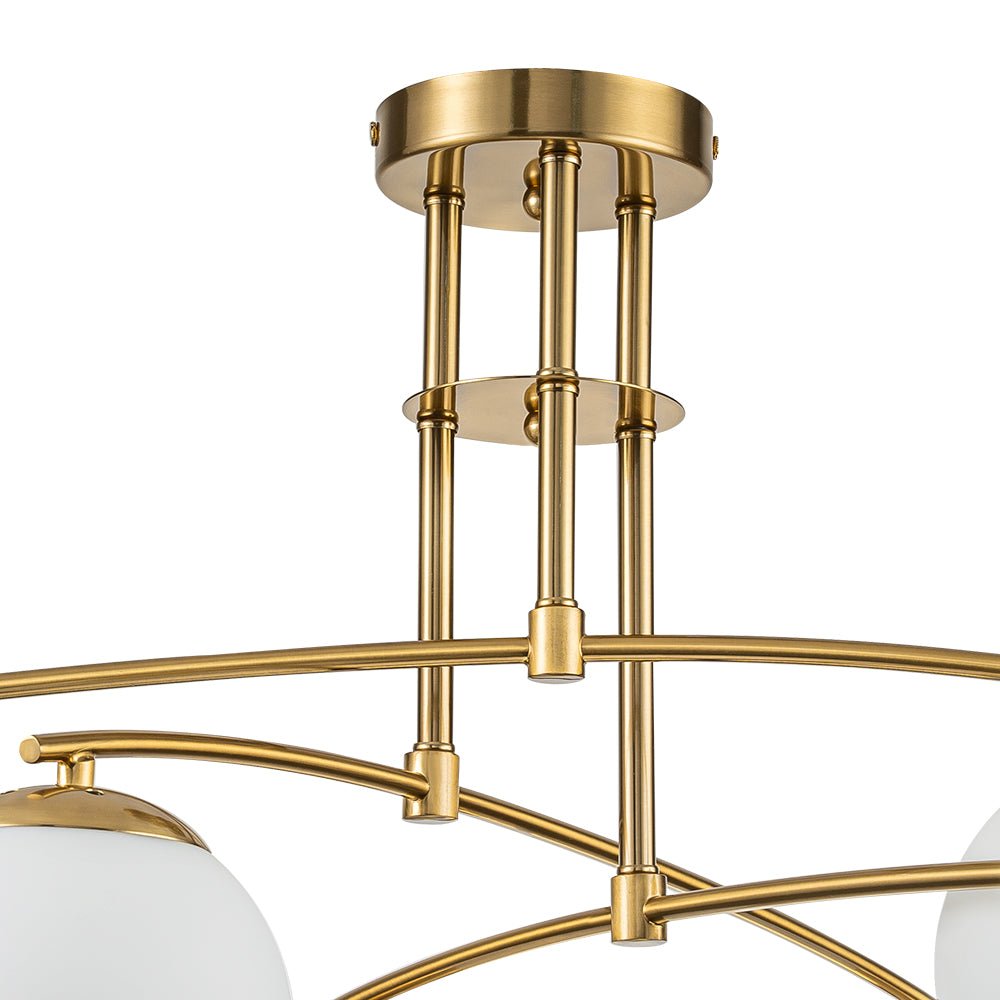 6-Light Milky Glass Globe Linear Sputnik Ceiling Light