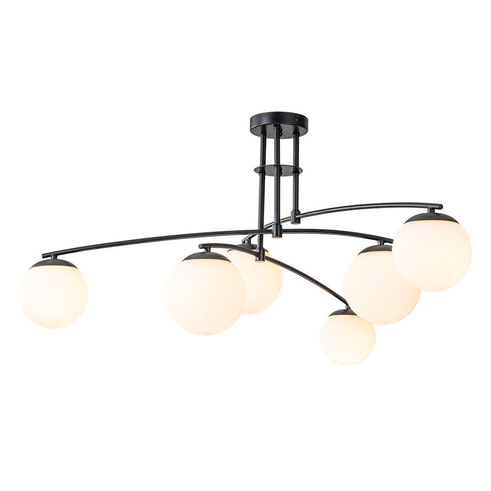 6-Light Milky Glass Globe Linear Sputnik Ceiling Light