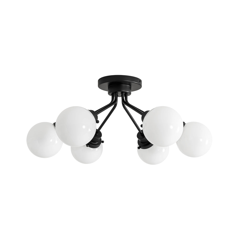6-Light Opal Glass Globe Sputnik Semi Flush Mount