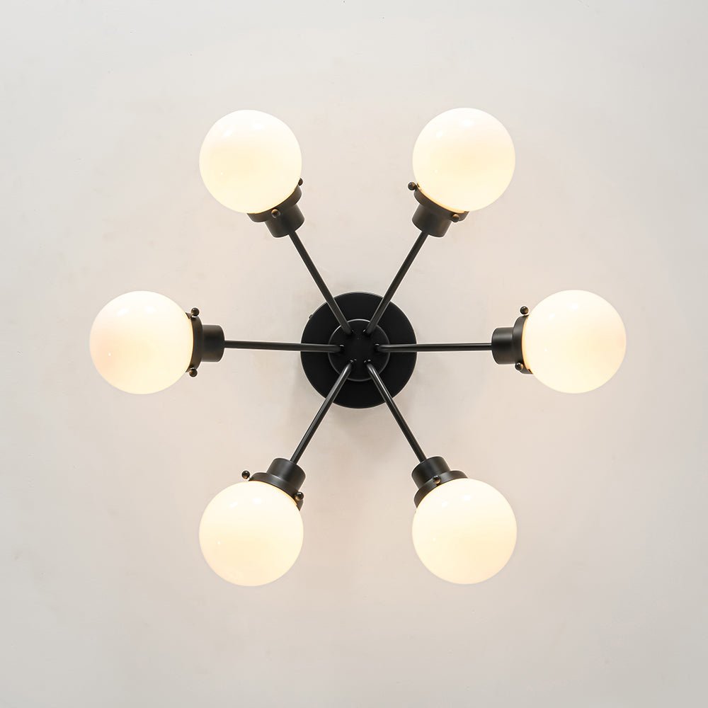 6-Light Opal Glass Globe Sputnik Semi Flush Mount