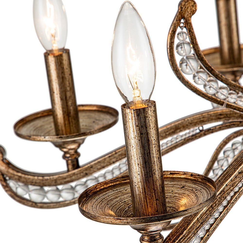 6-Light Vintage Candle Style Chandelier Crystal Beads