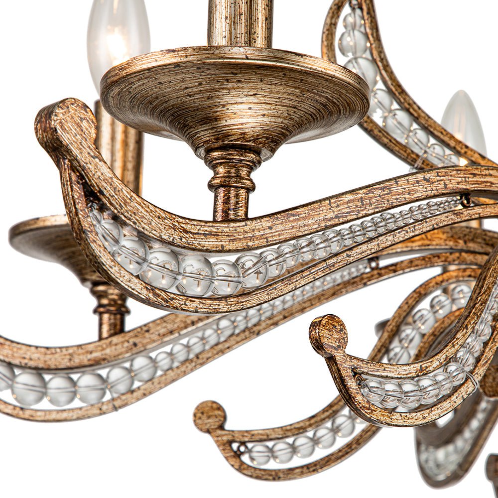 6-Light Vintage Candle Style Chandelier Crystal Beads