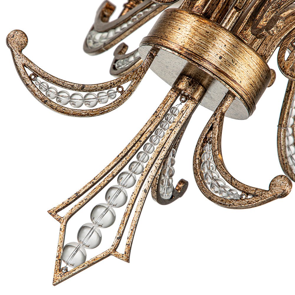6-Light Vintage Candle Style Chandelier Crystal Beads