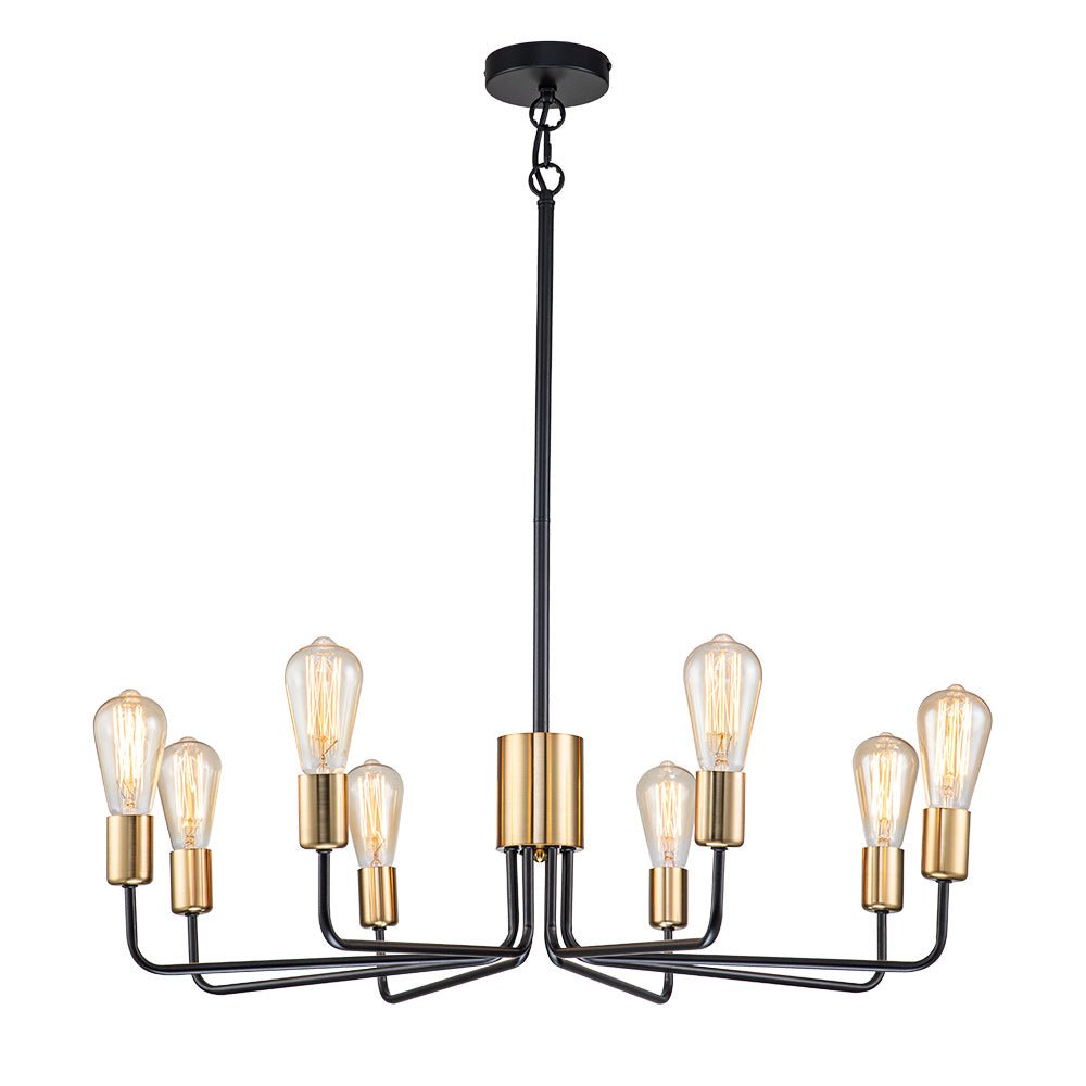 8-Light Mid Century Black Brass Sputnik Chandelier