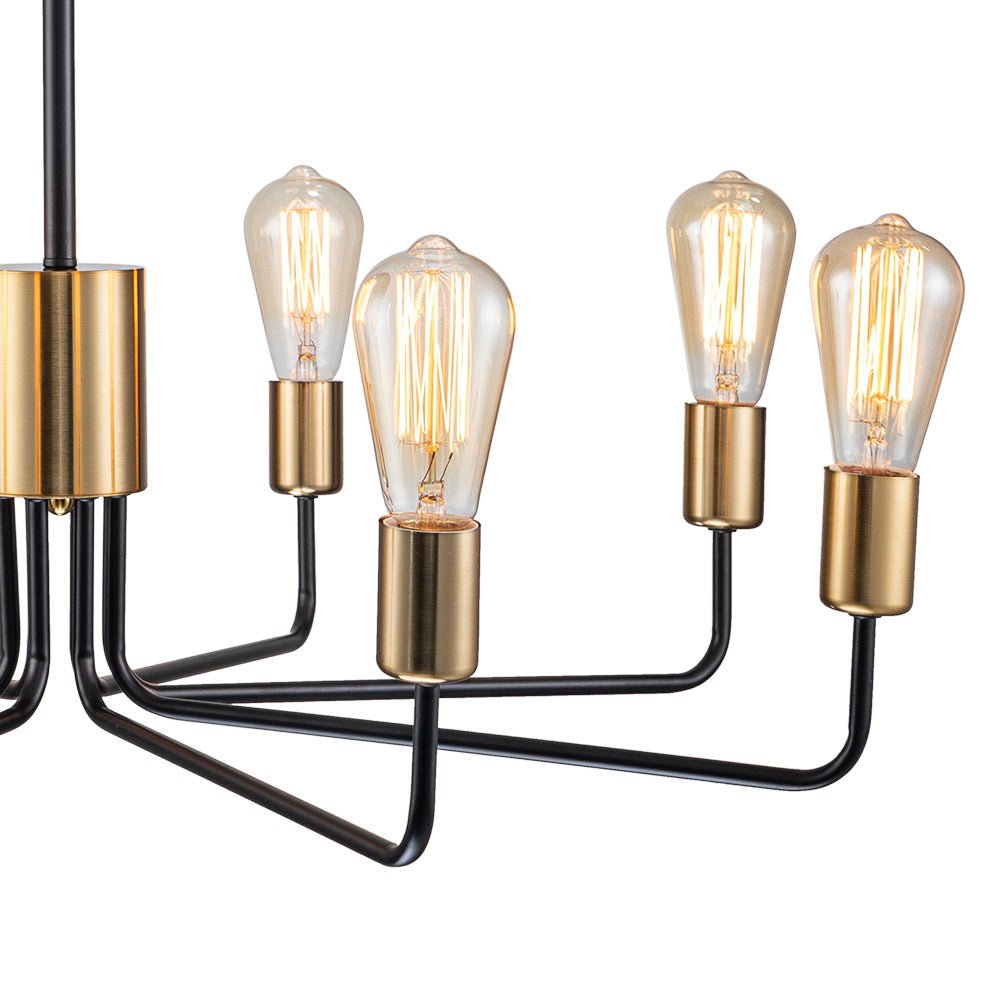 8-Light Mid Century Black Brass Sputnik Chandelier