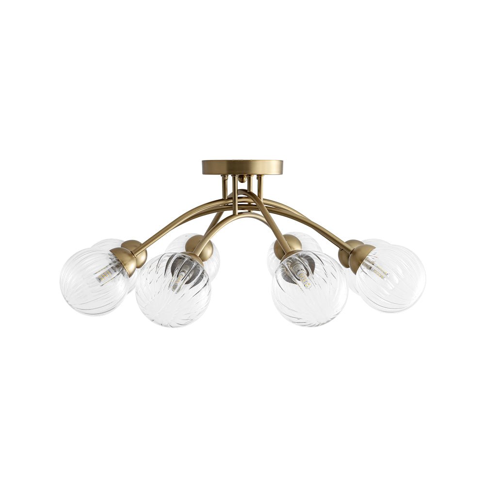 8-Light Ribbed Glass Bubble Sputnik Semi Flush Mount