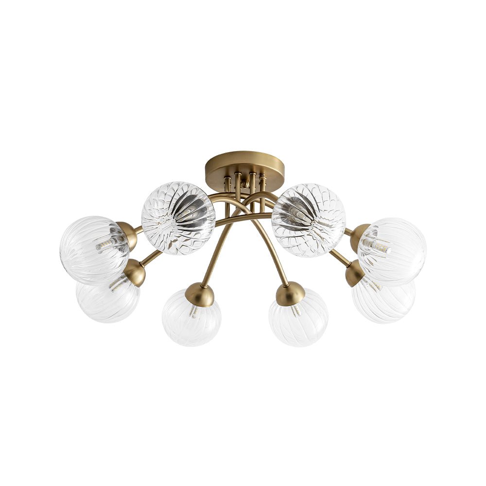 8-Light Ribbed Glass Bubble Sputnik Semi Flush Mount