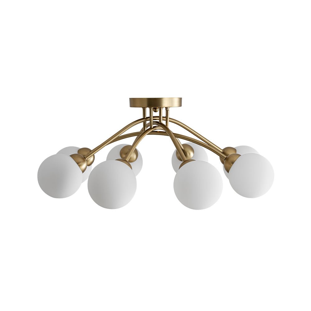 8-Light Sputnik Milky Glass Bubble Semi Flush Mount