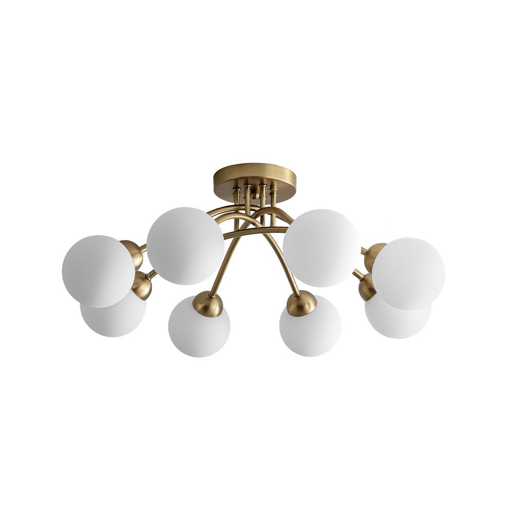 8-Light Sputnik Milky Glass Bubble Semi Flush Mount