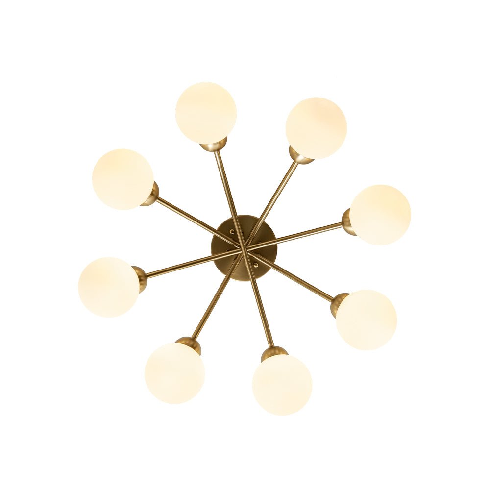 8-Light Sputnik Milky Glass Bubble Semi Flush Mount