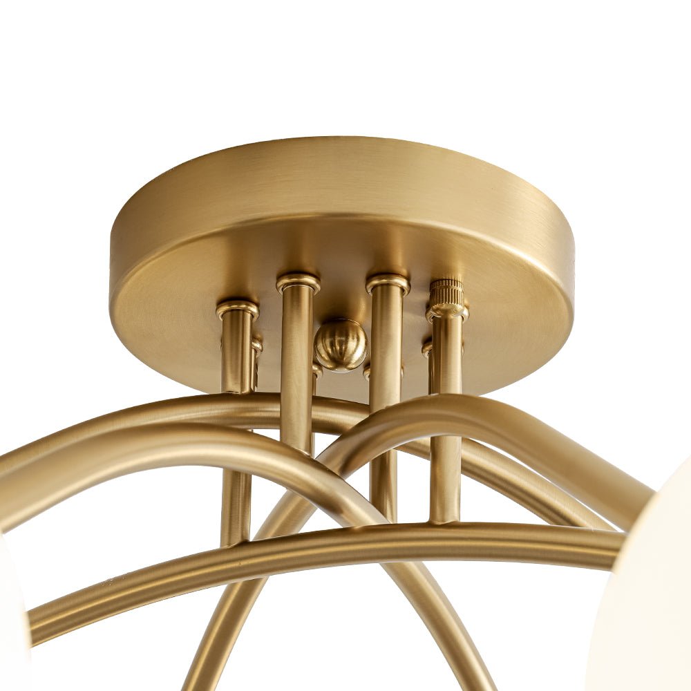 8-Light Sputnik Milky Glass Bubble Semi Flush Mount