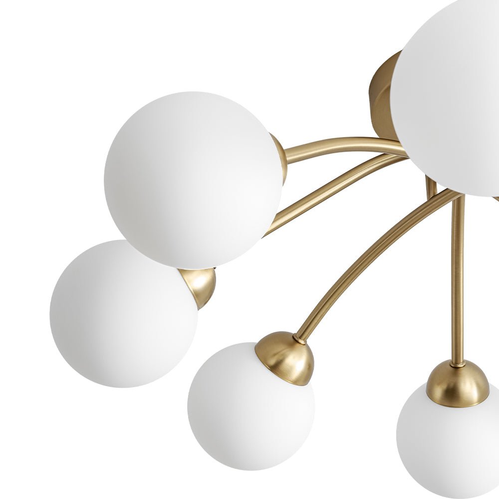 8-Light Sputnik Milky Glass Bubble Semi Flush Mount