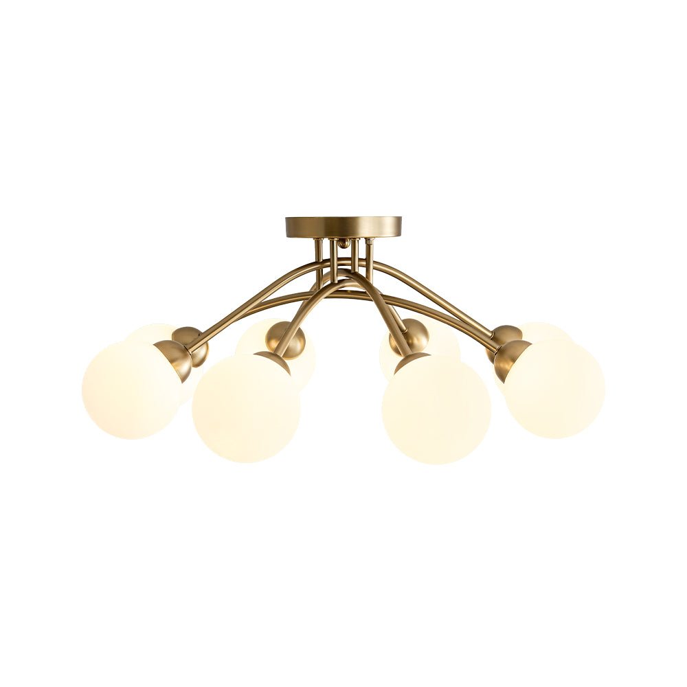 8-Light Sputnik Milky Glass Bubble Semi Flush Mount